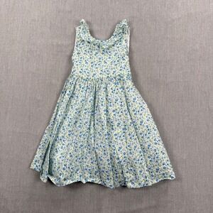 Kelly's Kids Blue Floral Ruffle Neck Cotton Dress Size XXS 2